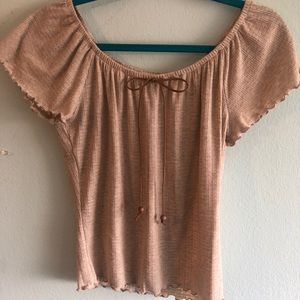 Oatmeal lettuce edge short sleeve top